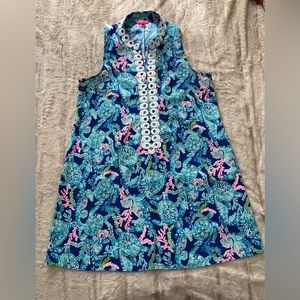 Lilly Pulitzer Jane Shift size 16 Dress blue turtle villa